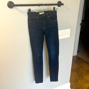 Madewell Jean, 9” mid rise skinny, size 24, dark wash.